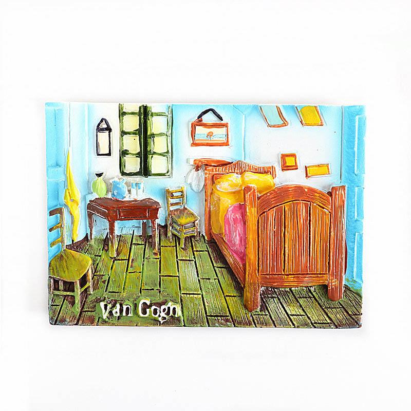 Cartoon Van Gogh Resin Refrigerator Paste Fridge Magnet Magnetic Paste Creative 3d Refrigerator Room Decoration Collection Gifts