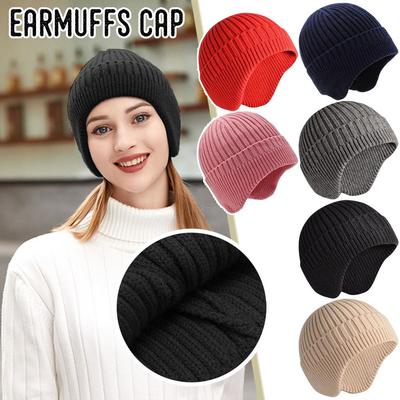 Outdoor Winter Knitted Hat For Men Women Plush Warm Cap Earmuff Casual Fashion Thick Cycling Ear Protection Hats