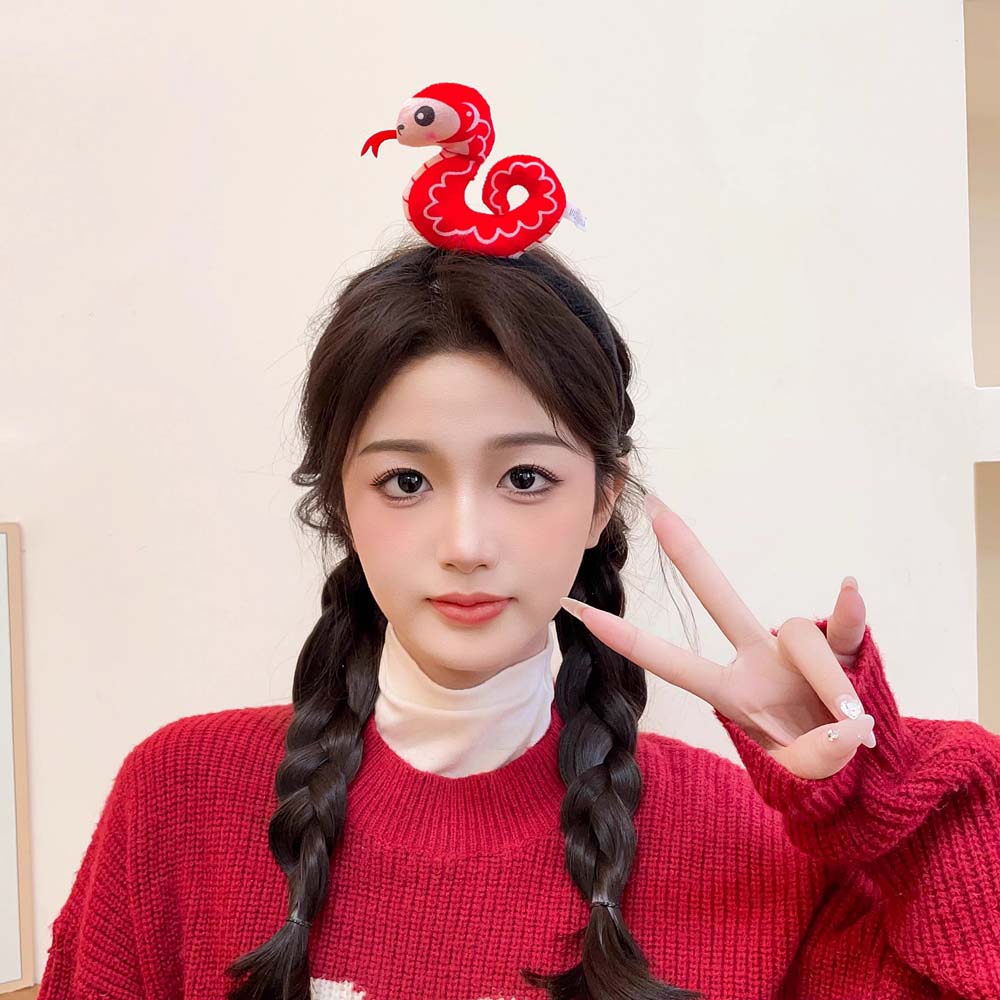 Headwear Plush Snake Headband Korean Style New Year Hair Hoop Funny Plush Snake Hairband Unisex