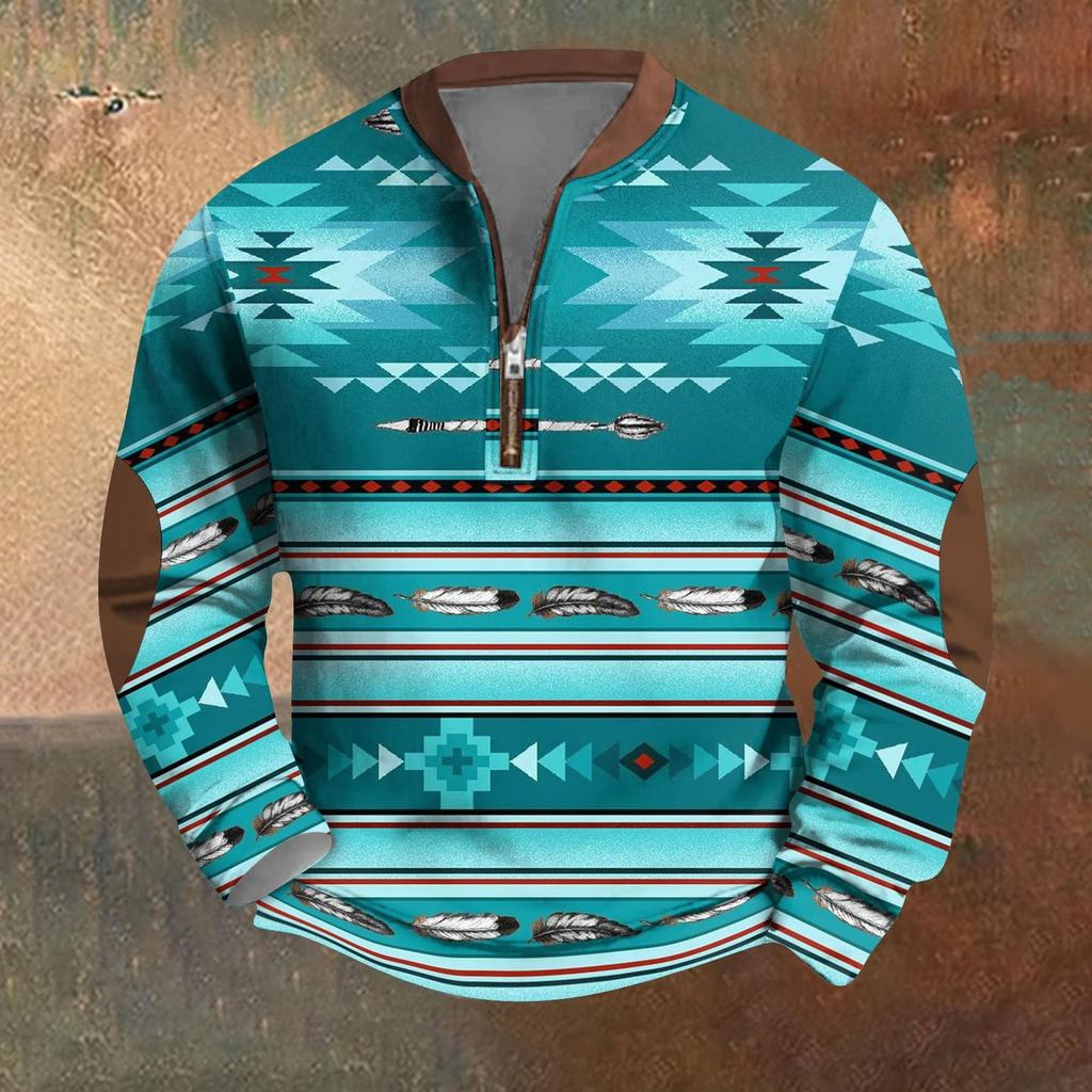 Sudadera con estampado retro e informal con degradado para hombre