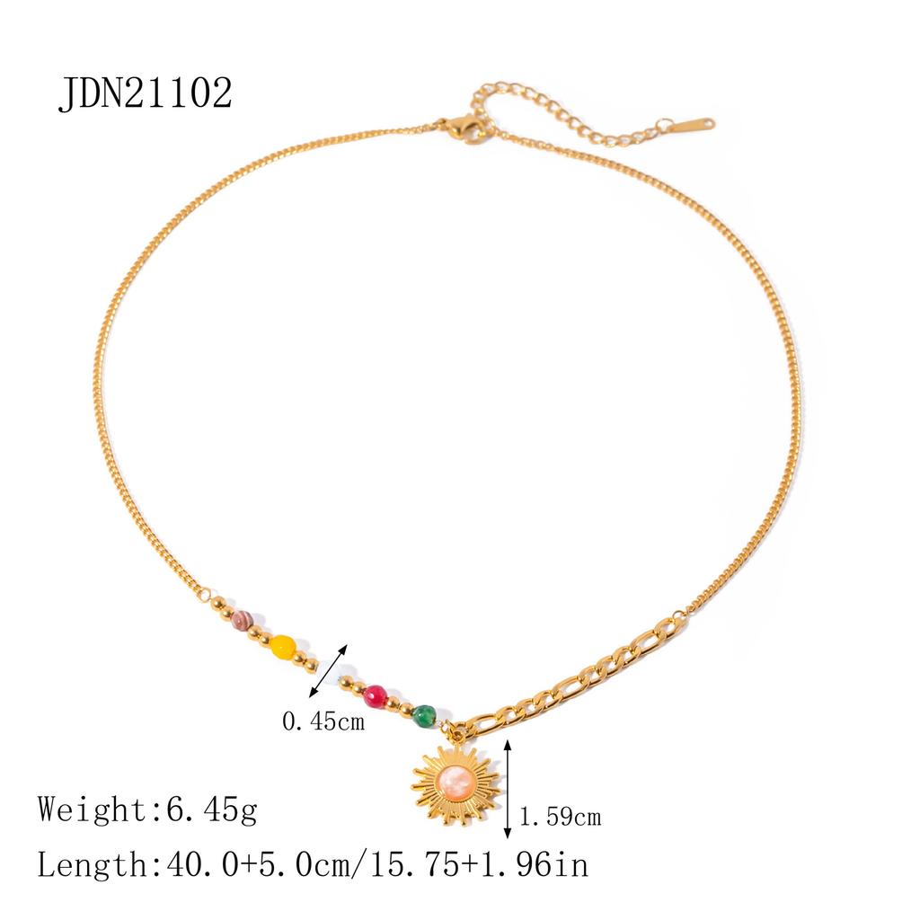 Uworld Temperament Heart Pendant Chain Necklace for Women Stainless Steel Stylish Choker 18 K Jewelry Waterproof Party Gift