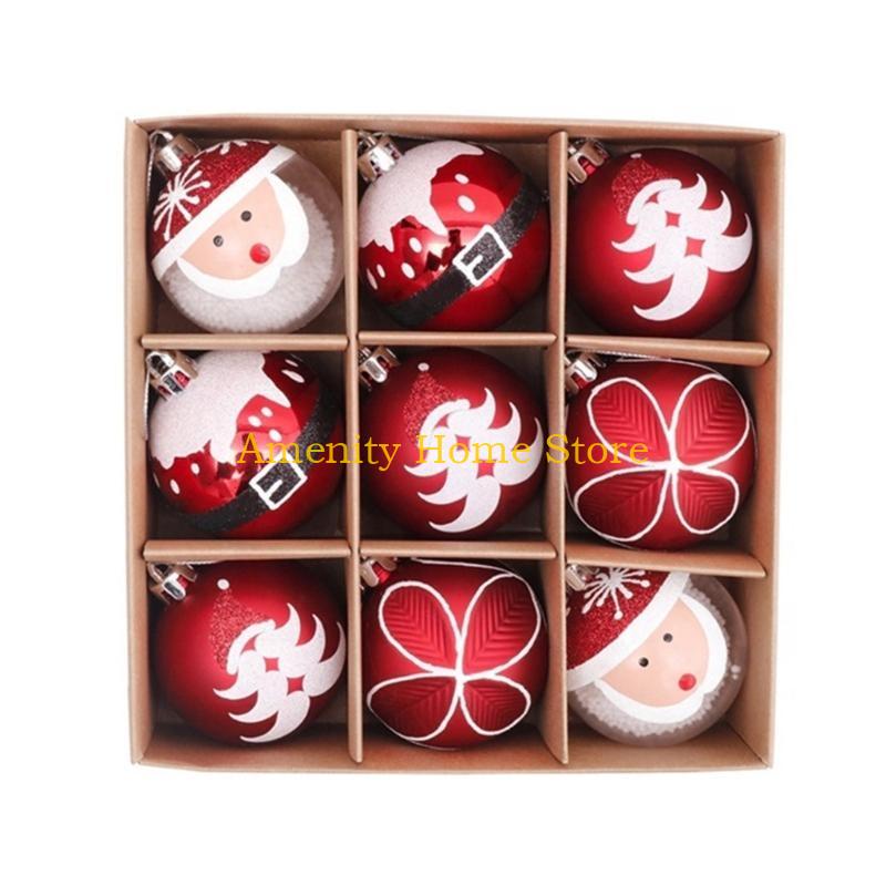 

F26C 9pcs 6cm Plastic Ball Christmas Ornament Xmas Tree Hanging Pendant Desktop Decoration Home Wall Door Party Decor China Mainland