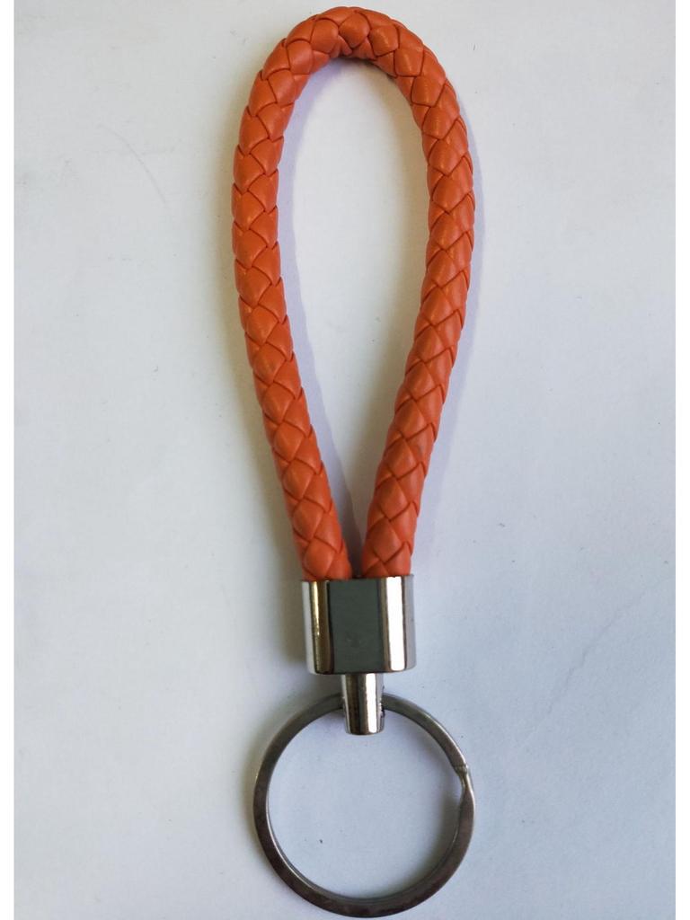 Woven Leather Cord Metal Keychain Pendant
