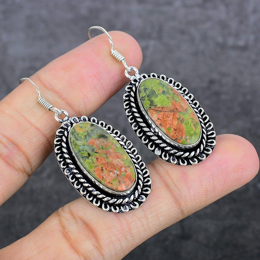 Unakit Handgefertigter 925 Sterling Silber Schmuck Ohrring 2,13" n3P26