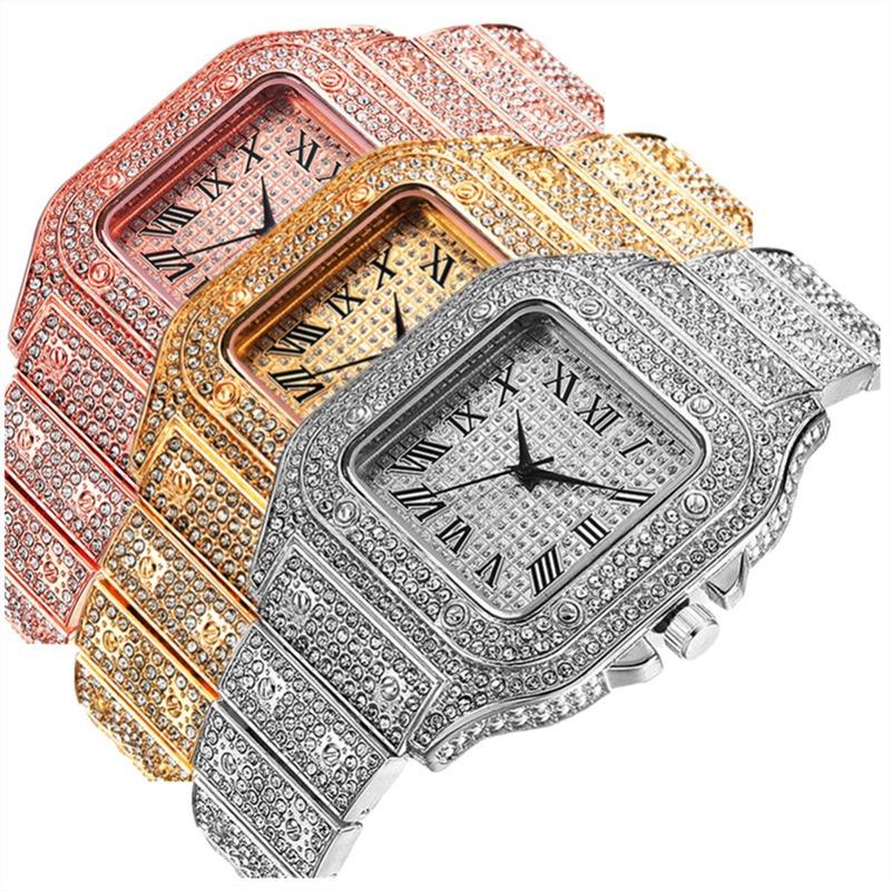 Montres de Luxe Hommes Femmes Diamant Montre Dorée Montre-bracelet Dame Montres Bracelet Strass de Luxe Unisex Montre Femme Nouvelle 2024