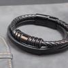 Luxury Stainless Steel Beaded Bracelet Fashion Men's Jewelry Classic Multilayer Braided Leather Bracelet Homme New Year Men Gift