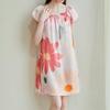 Women's Summer Short Sleeve Printed 100% Mulberry Silk Pajama Dress - Mid-length, Plus Size, Loose-fit Nightgown