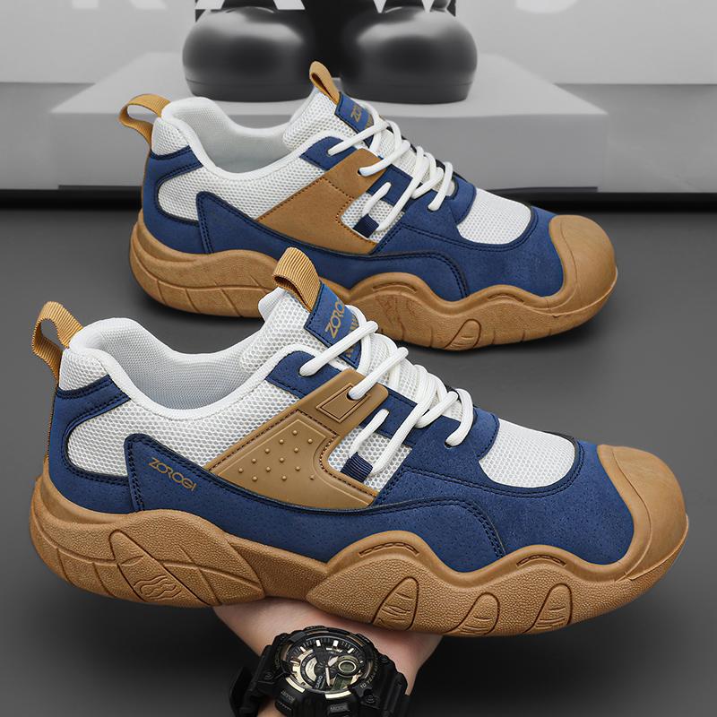Fashion 2025 New Men's Casual Sport Shoes Autumn Trendy Niche High-End Feel Thick-Soled Old-School Style Breathable Plastic Shoes