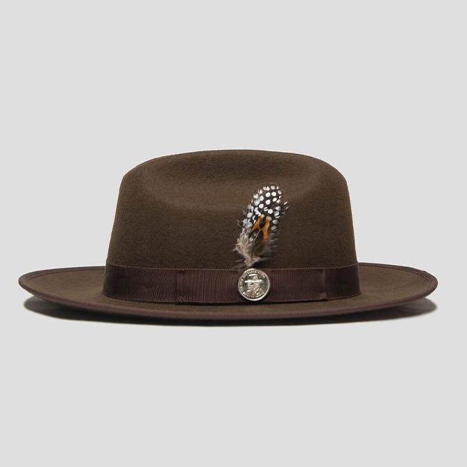 Vintage British Style Felt Fedora Hat for Men Classic Retro Knight Wool Trilby Cap Gentleman Dress Formal