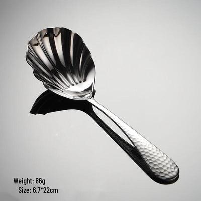ZISIZ Stainless Steel Hammered Shell Serving Spoon Set