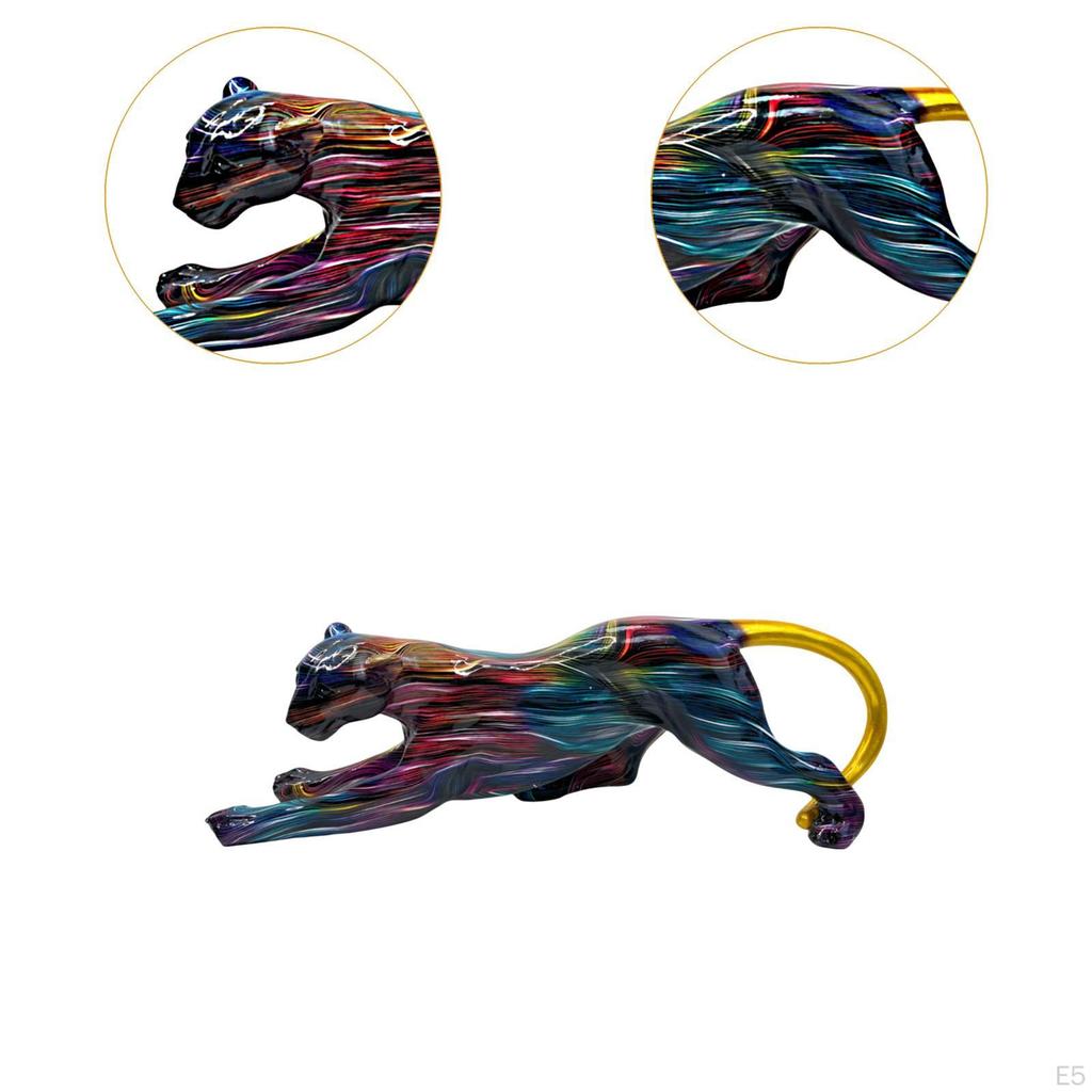 Leopard Figurine Animal Sculpture 16x4.3x5inch Decorative Shelf Decoration Tabletop Ornament for