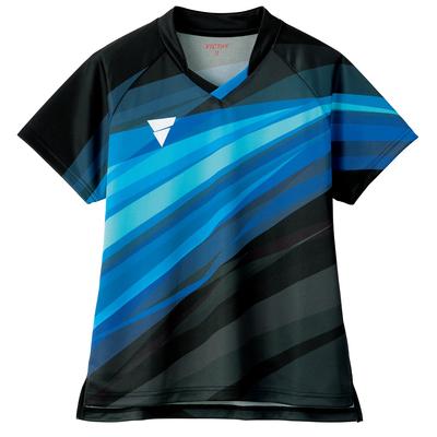 Camisa de Jogo de Tênis de Mesa JTTA Preta 512112 V-OLGS236 Feminina, Absorvente de Suor, Secagem Rápida, Certificada, (1000), XS,