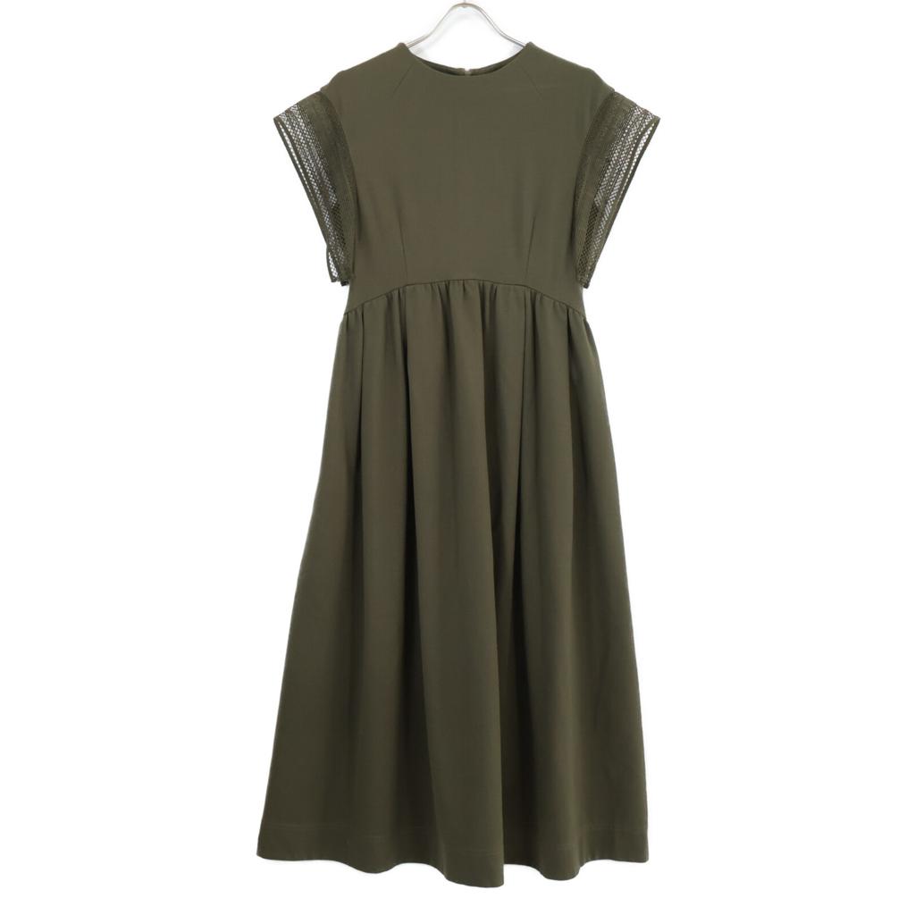 ELENDEEK 512330322201-01 Khaki Rayon x Nylon Lace Sleeve Dress dress 1 khakiUsed