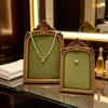 European Velvet Engraved Ring Holder Photo Frame - Retro Jewelry Display Stand & Light Luxury Desktop Decoration