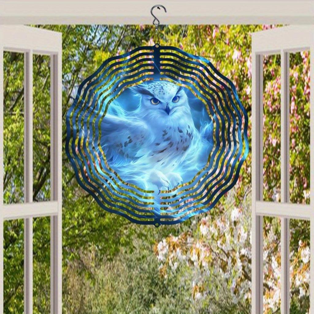 Magic Owl Wind Chime Hanging Rotating Wind Sculpture for Outdoor Garden Yard Decor Art Ornament
