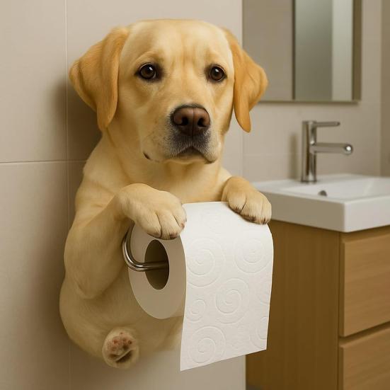 Wall Mount Toilet Paper Holder Easy To Install Dog Shape Design Funny 3D Printed Towel Holder Paper Rack Bathroom Decoration