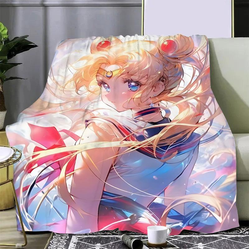 Japan Anime Cute Printed Blanket Picnic Blankets Warm Blanket and Comfortable S-Sailor M-MoonS Blanket Home Travel Birthday Gift