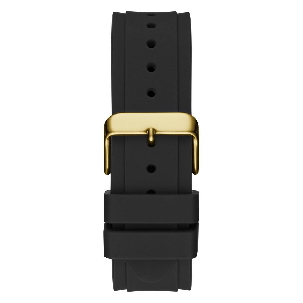 GUESS Gold-Tone Stainless Steel Watch & Black Silicone Strap U1049G5