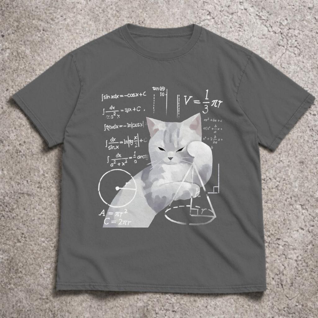 Unisexs Casual Math Cats Graphic TShirt Summer Short Sleeve Round Neck Top Cat Meme Design Fun Print Tee Y2k TShirt