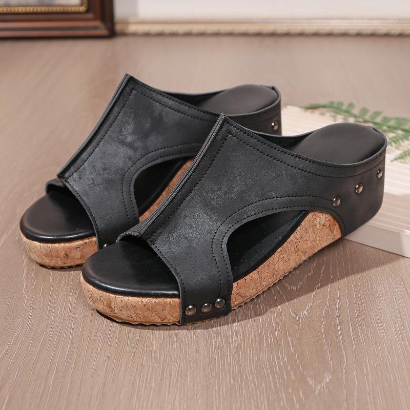 

Women’s Studded Wedge Slide Sandals Comfortable Summer Shoes 43 чорний