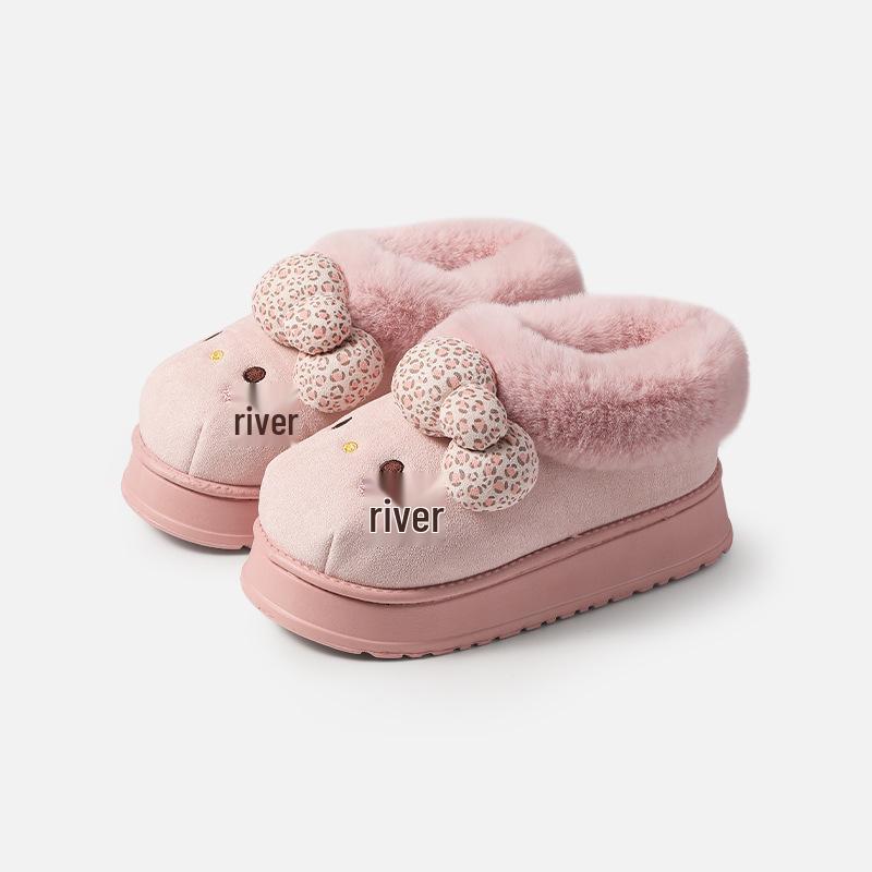 Genuine Sanrio Cartoon Furry Slippers - Women's Non-Slip Warm Winter Indoor Slippers with Plush Cotton and Velvet