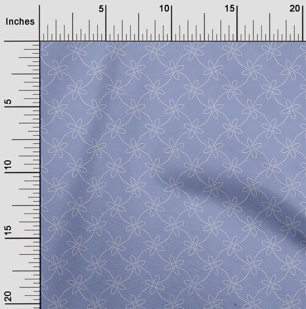 oneOone Cotton Flex Fabric Artistic Floral Sashiko Print Sewing Fabric BTY 40 Inch