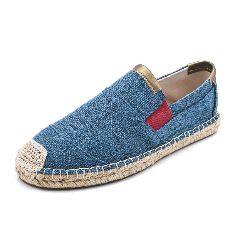 Men's Casual Fisherman Espadrilles Breathable Canvas Slip-on Shoes Flat Bottom Flats for Daily Walking Shopping Fashion Style