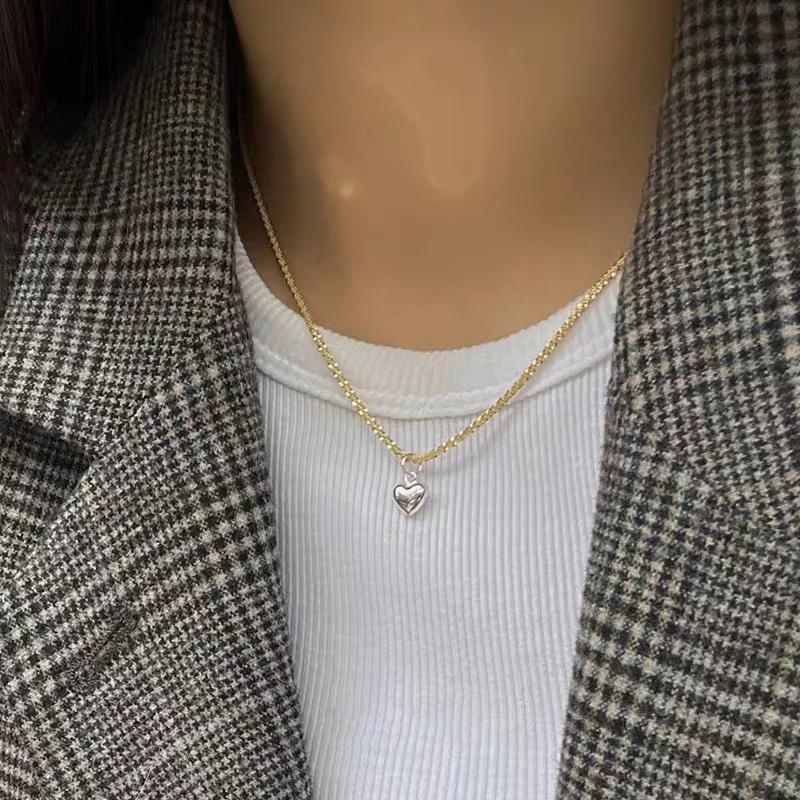 

New 925 Sterling Silver Heart Necklace Simple Charm Geometric Shape Pendant Choker Birthday Gift Women s Exquisite Jewelry платиновый