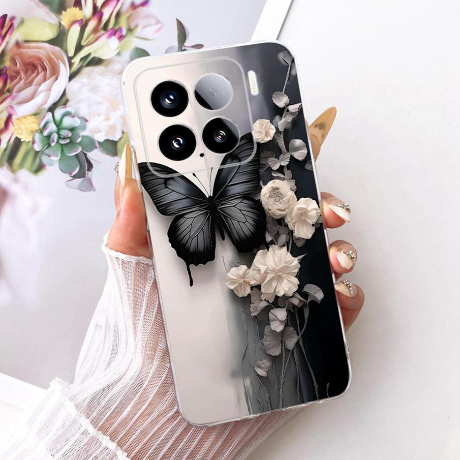 For Xiaomi Mi 15 Pro 5G Case Luxury Butterfly Painted Cover Soft Silicone Phone Case For Xiaomi 15 Pro Mi15 Pro 5G Fundas Bumper
