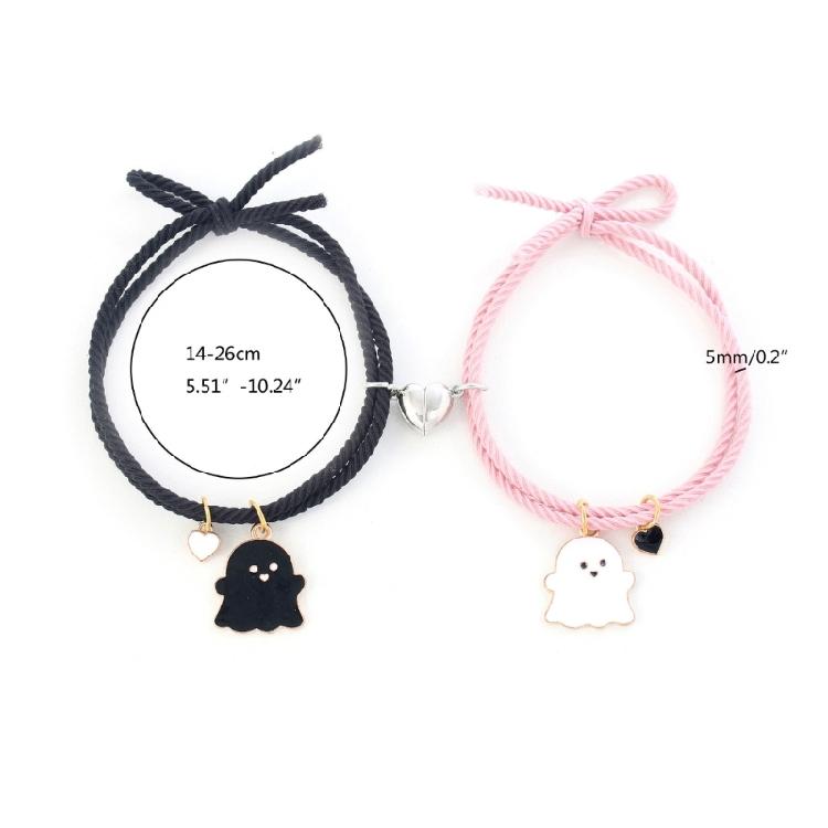 Halloween Cartoon Ghost Pendant Braided Bracelet Gifts Friendship Jewelry