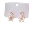 Chic Flower Earrings for Women , Sweet Pink Alloy Stud Earrings for Spring Summer , Unique Design Hypoallergenic Jewelry