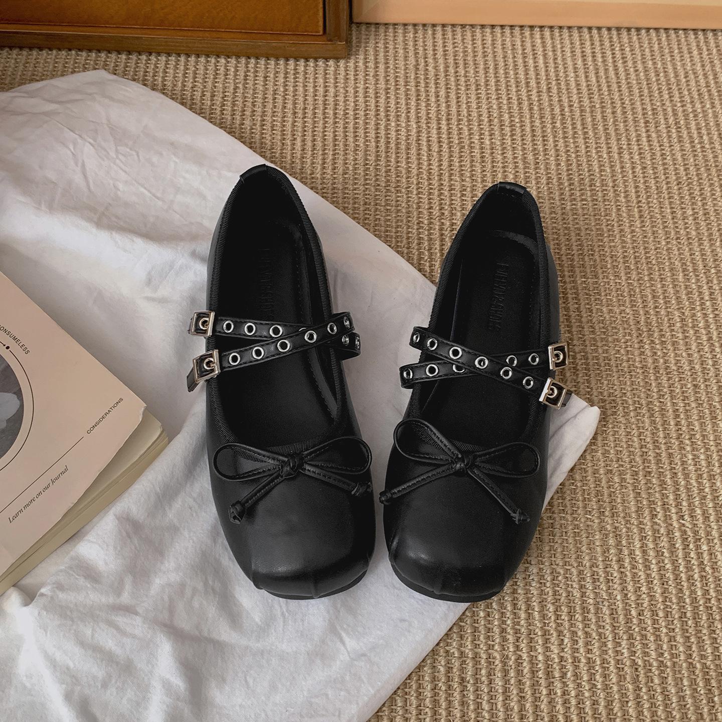 

Popular black French round head flat sole shoes women s 2025 new summer skirt inner height increase Mary Jane shoes 35 чёрный