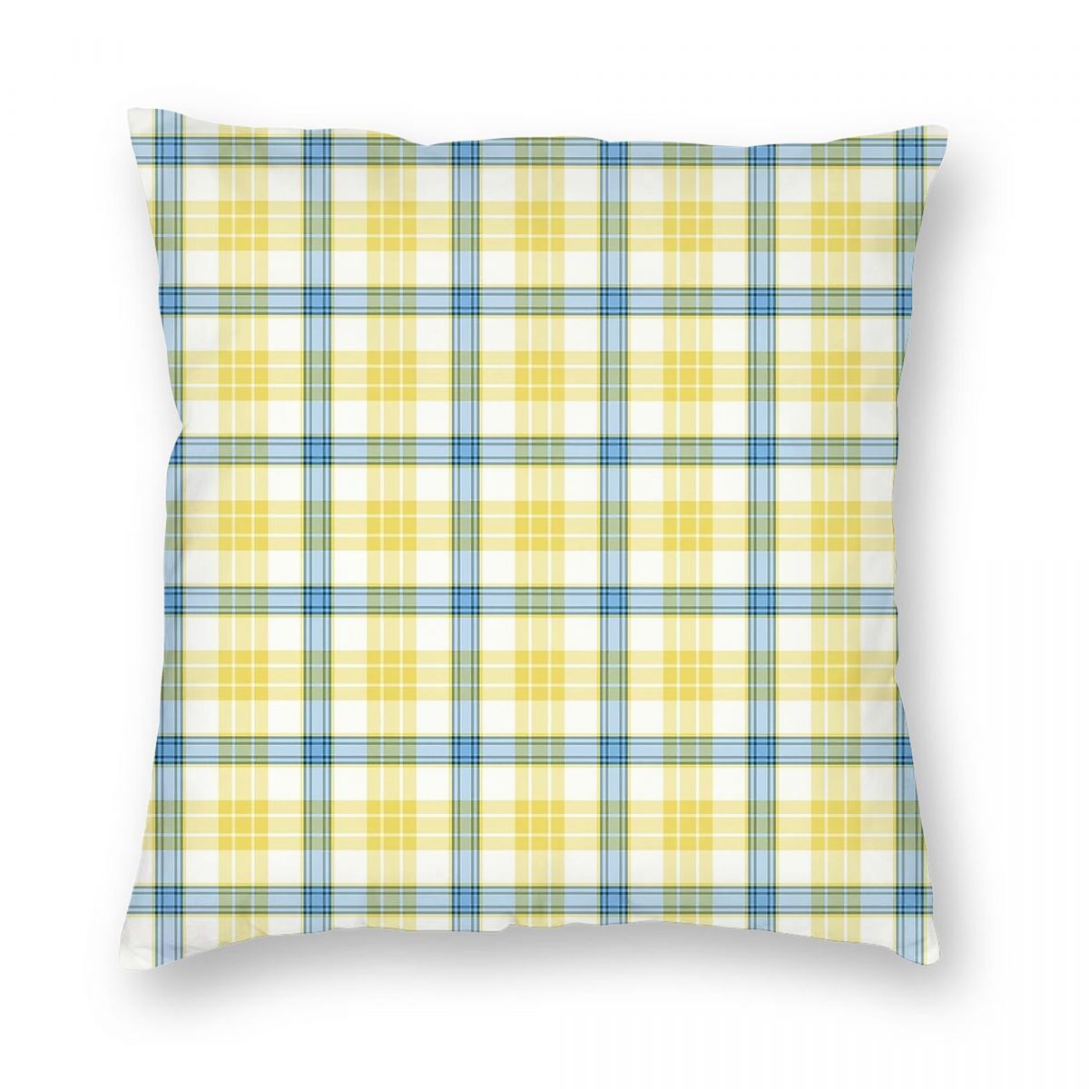 Mcgrath Blue Yellow Irish Tartan Square Pillowcase Polyester Linen Velvet Pattern Zip Decorative Pillow Case Home Cushion Cover Peach skin 18*18(CM)-1Pcs