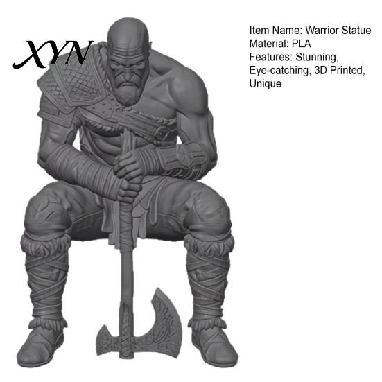 Fan Collectible 3D Printed Warrior Statue, Nordic Mythology Figurine with Material Statue Weapon, Ornament for Home Office Decoration