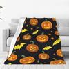 Warm Soft Blankets Horror Halloween Pumpkin Bat And Ghost Throw Blanket Trick or Treat Flannel Bedspread For Sofa Bed Cover