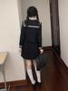 Sailor Authentic Three Long Cosplay Pleated Top and Bottom High Graduation School Goldfish Knot [YAISHN] Uniform, Uniform, Black, White, Lines,