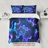 3pcs Hexagon Pattern Bedding Sets 3D Printed Blue Purple Geometric Duvet Cover Sets With Pillowcases No Filling Cool Visual
