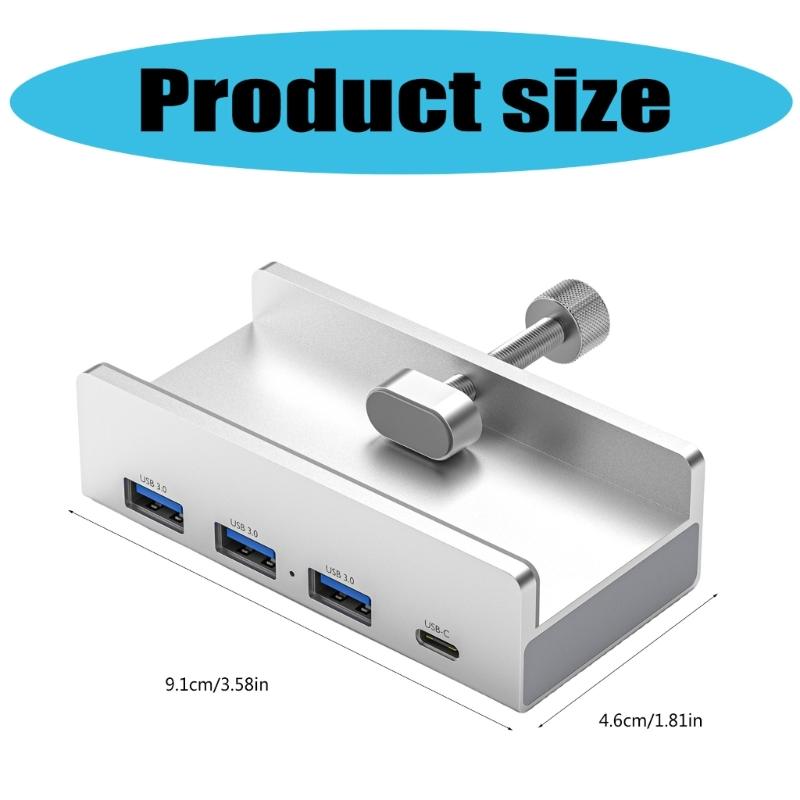 Aluminum Alloy Clamp Hub Type Type C USB Splitter Adapter 5Gbps Fast Speed Transmission Rate for Keyboards Mouse