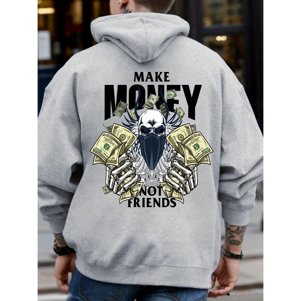 Fashion Men and Women's Autumn Hooded Sweatshirt Make MONEY NOT FRIENDS Printed Hoodies Outdoor Street Sweatshirts Top