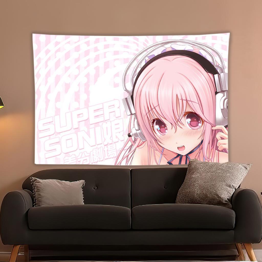 Japanese Anime Game Super Sonico Graphic Cute Cartoon Tapestry Room Decoration Home Decor Bedroom Wall Hanging Fabric