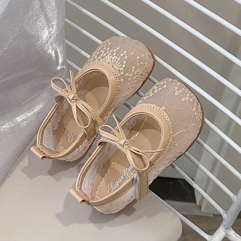 Girls  French Chic Princess Velcro Sandals - 2026 Summer Mesh Breathable Soft Sole Hanfu Shoes 24