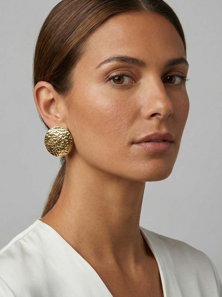 Geometry Texture Earring for Women Studs, Exaggerated Square Gold Color Earring, Statement Jewelry Wholesale