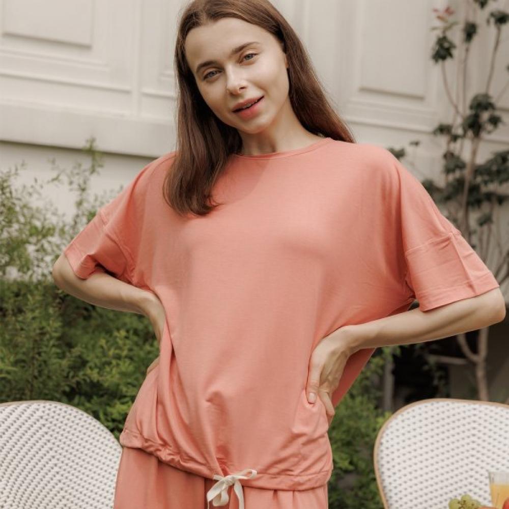 Frenchiel Micro Modal Ribbon ShorT Sleeve T shirT rusT Rose  fweT058s M