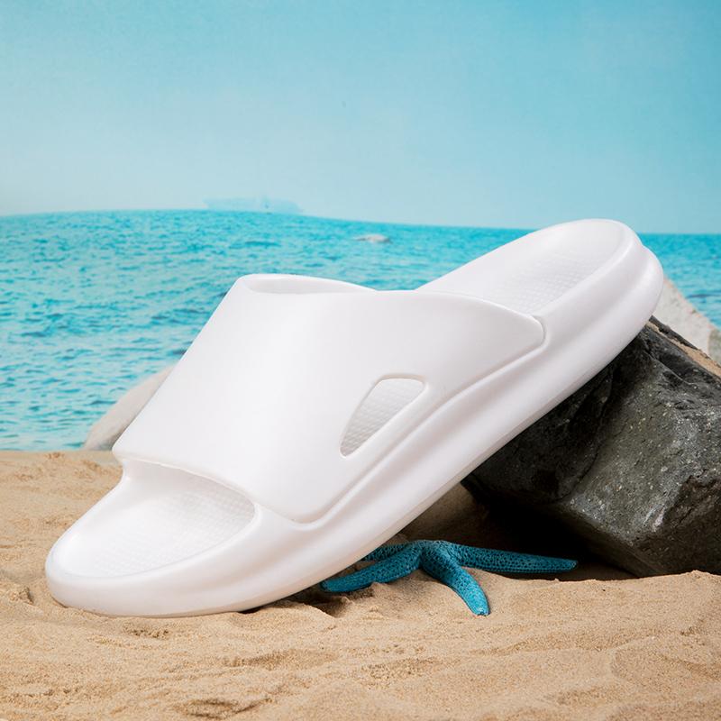 

Модные мужские тапочки Летние мягкие толстые на платформе для ванной комнаты и дома Мужские домашние нескользящие противоскользящие мужские дышащие пляжные туфли на плоской подошве 46-47 белый