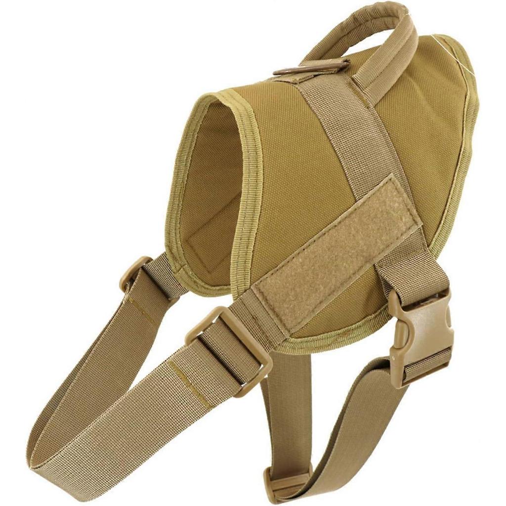 Taktisches Hundegeschirr für große Hunde, Verstellbare Weste mit Griff, Robuster Metallhaken, Halsumfang 45-55 cm, Gelb