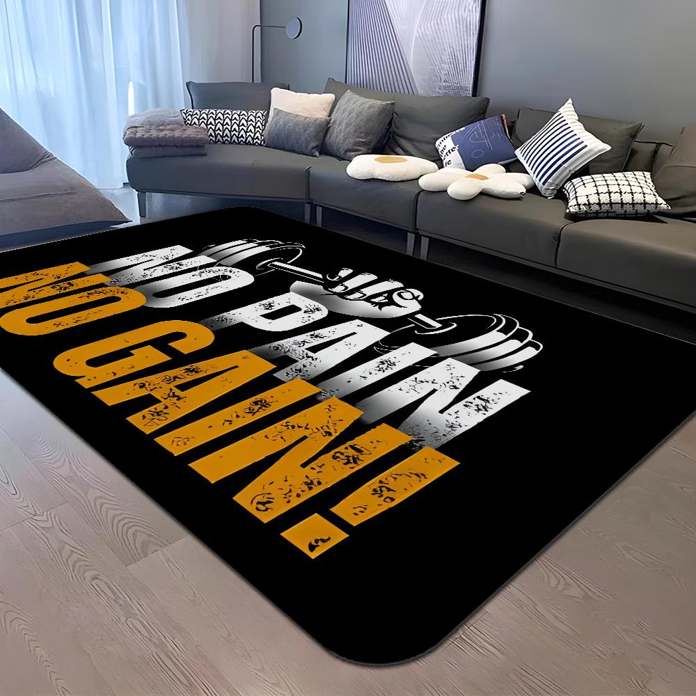 No Pain No Gain GYM Room Mats Washable Non-Slip Living Room Sofa Chairs Area Mat Kitchen Alfombra