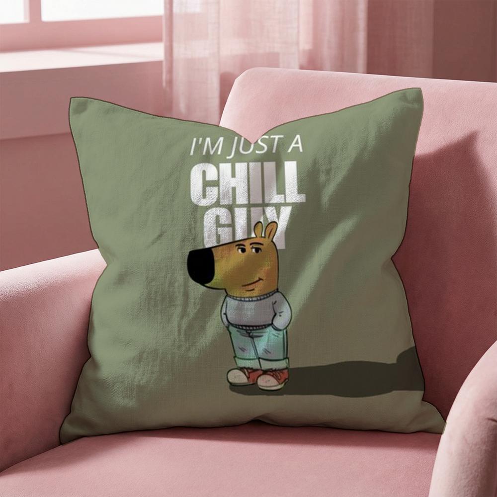 Cute chill guy Cushion Cover Multi-Scene Pillow Cover for Home & Car - Reversible, Soft & Durable for Daily Use