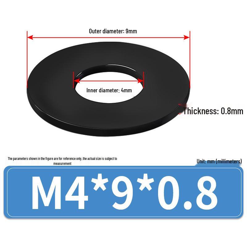 8.8 Grade Black Hardened High-Strength Oversized Flat Metal Spacer Washer (M2-M8)