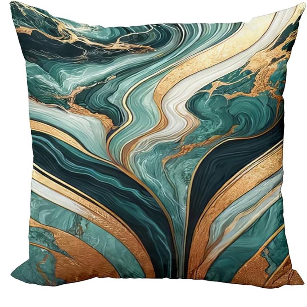 Green And Gold Pattern Luxury Abstract Art Pillowcase Bedroom Sofa Decorative Cushion Cover With Zipper