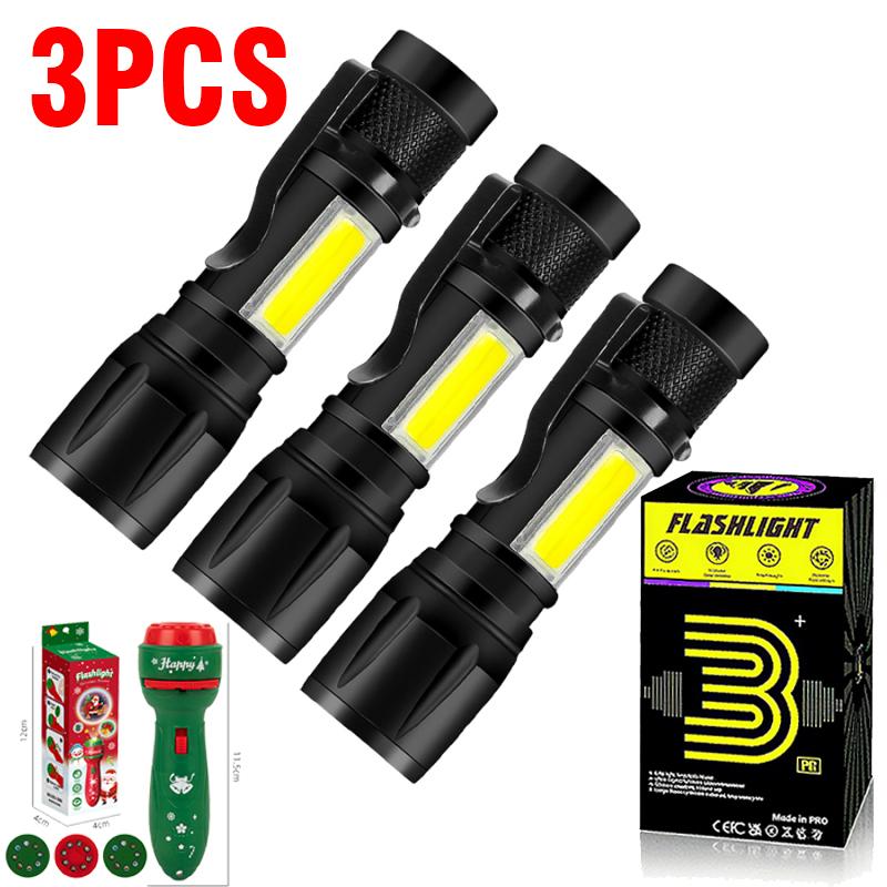 LED Strong Light Flashlight Rechargeable Multi Functional for Long Range Portable Outdoor Home Mini Flashlight Cap Clip Light